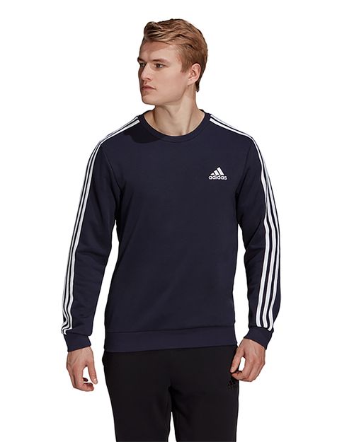 Blusão Masculino Adidas Moletom Essentials 3 Listras Sem Capuz