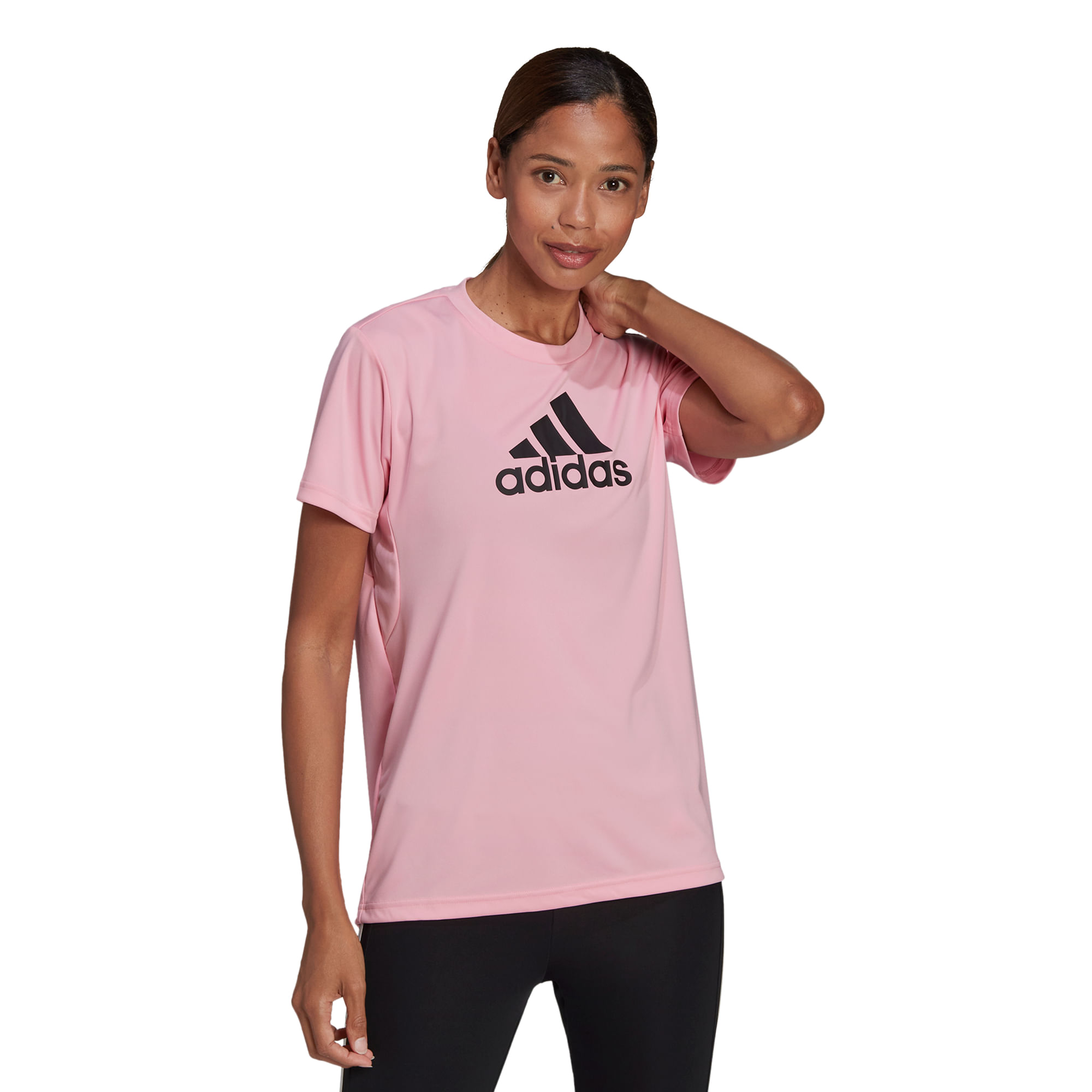 Camiseta feminina deals adidas rosa