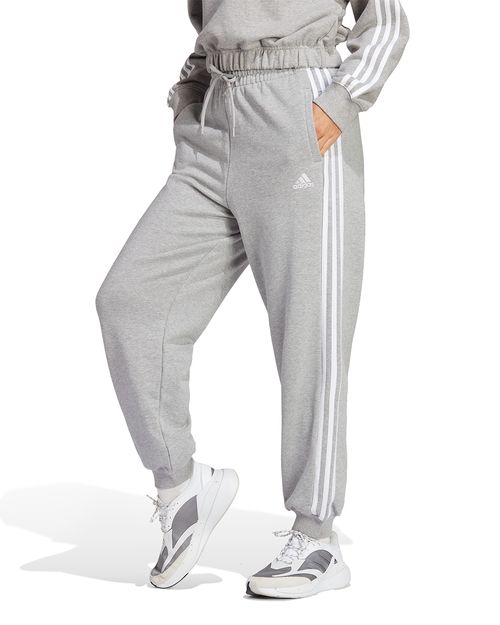 Calça Moletinho Feminina Adidas Folgada Essentials 3 Listras