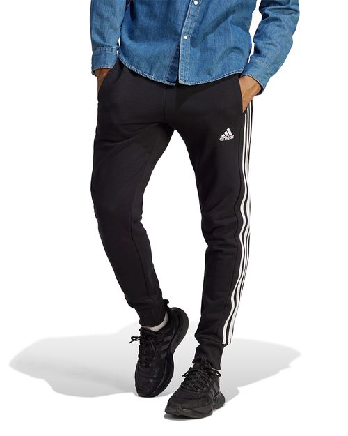 Calça Masculina Adidas Moletinho Afunilada Essentials 3 Listras