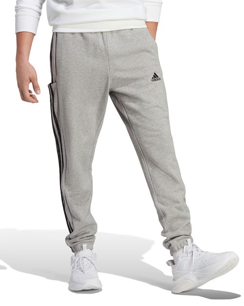 Calça Masculina Adidas Moletinho Barra Elástica Afunilada Essentials 3 Listras