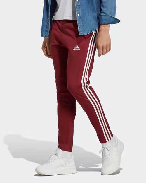 Calça Masculina Adidas Malha Afunilada Barra Aberta Essentials 3-Listras