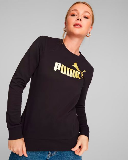 Blusa de Moletom Feminina Puma Essentials Metallic Logo Crew Neck Terry