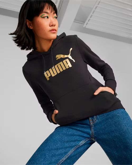 Blusão de Moletom Feminino Puma Essentials+ Metallic Logo Terry
