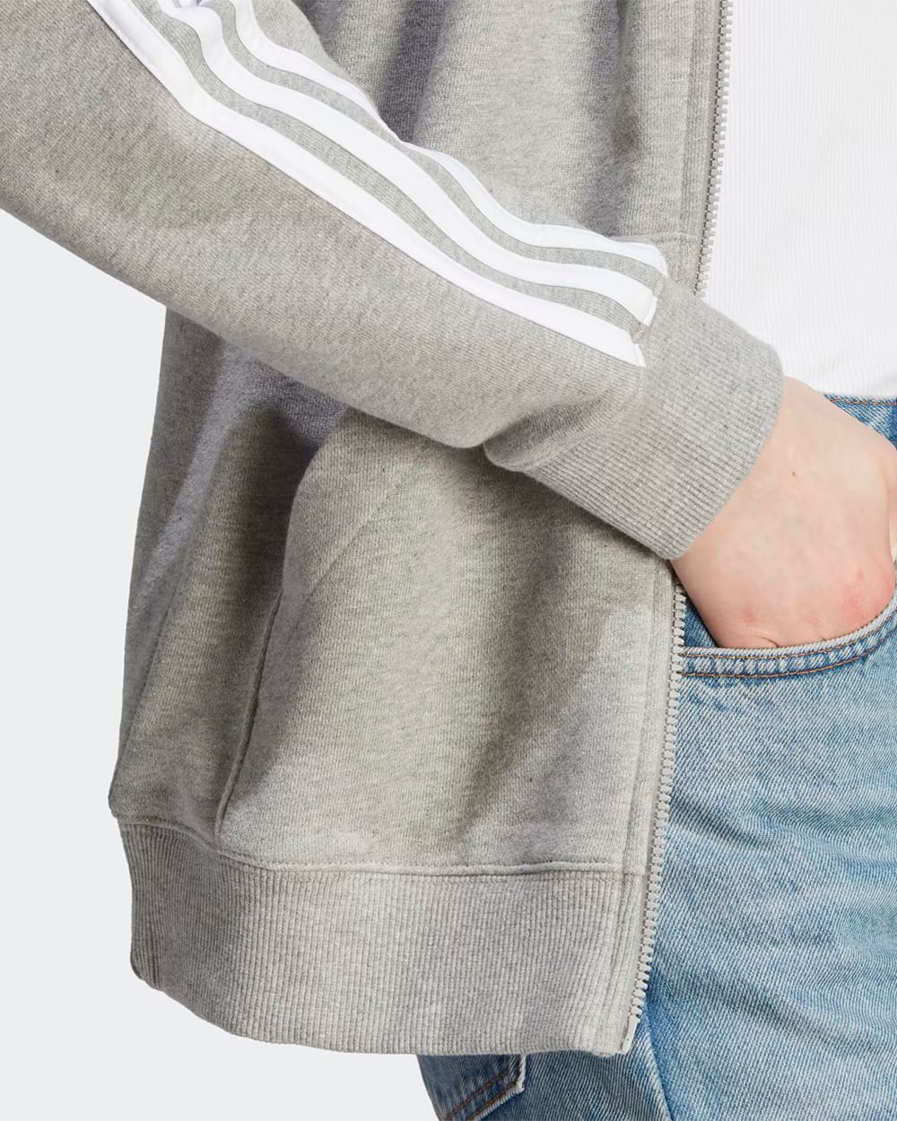 Blusa de Moletom Feminina Adidas Capuz Zíper Regular Essentials