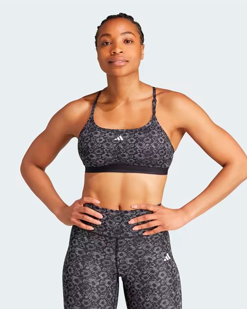 Top Feminino Adidas Treino Suporte Leve Estampa Floral Aeroreact