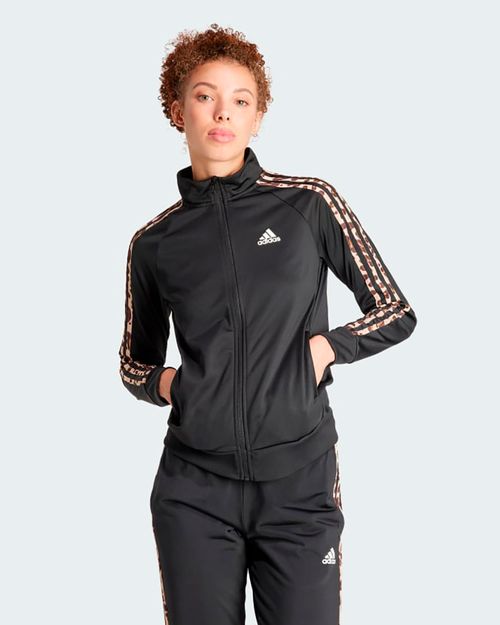 Jaqueta Feminina Adidas Malha Estampa Animal Essentials Três Listras