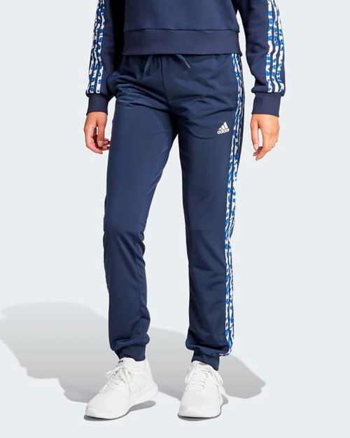 Calça Feminina Adidas Malha Justa Afunilada Estampa Animal Essentials 3 Listras