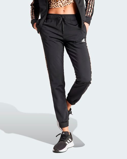 Calça Feminina Adidas Malha Justa Afunilada Estampa Animal Essentials 3 Listras