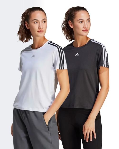 Kit 2 Camisetas Femininas Adidas Aeroreay Train Essentials 3 Listras