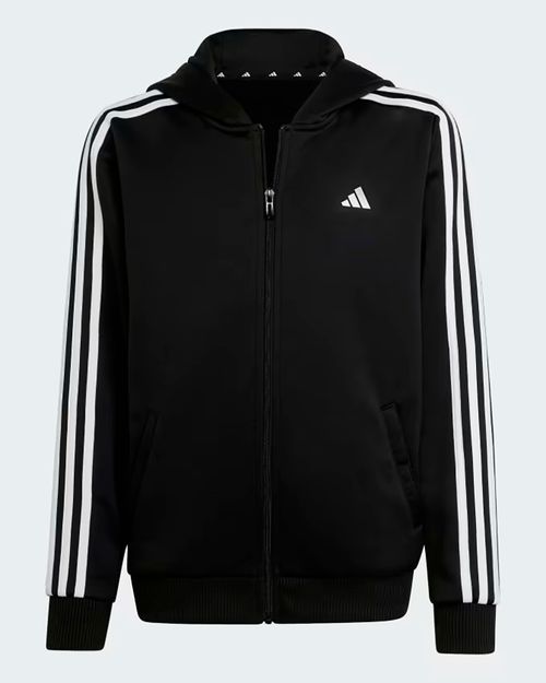 Moletinho Infantil Adidas Capuz Zíper Regular Fit 3-Stripes Train Essentials AeroReady