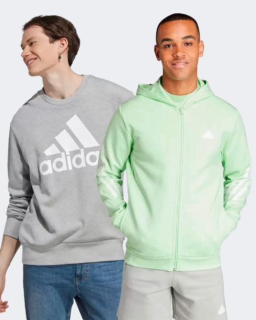 Kit Blusa de Moletom Masculina Adidas Essentials Big Logo + Jaqueta de Moletom Capuz Zíper Future Icons Três Listras