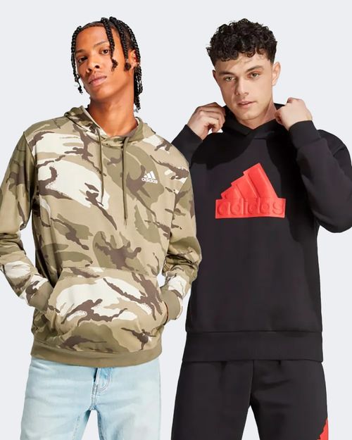 Kit Blusão de Moletom Masculino Adidas Crew Future Icons Badge Of Sport + Moletom Masculino Adidas Capuz Camuflado Seasonal Essentials