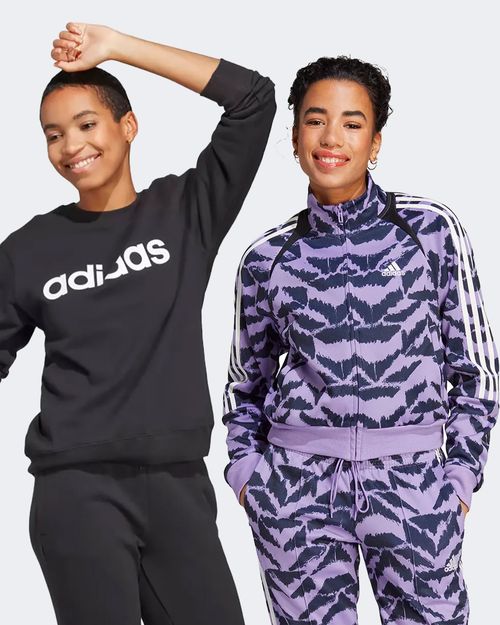 Kit Blusa de Moletom Feminina Adidas Essentials Linear + Jaqueta Feminina Adidas Tiro Suit Up Lifestyle