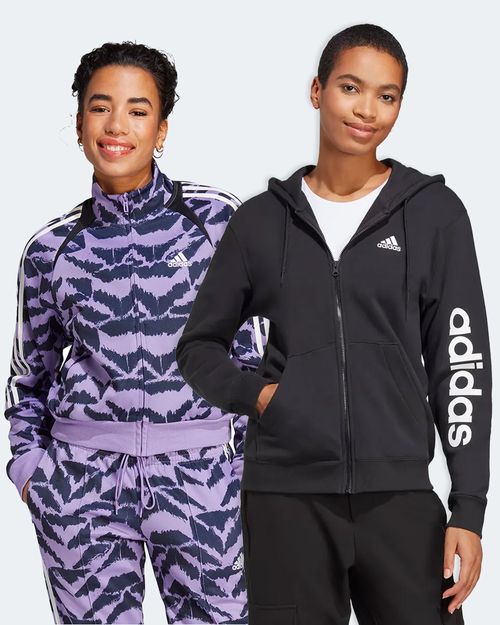 Kit Jaqueta Feminina Adidas Tiro Suit Up Lifestyle + Blusa de Moletom Feminina Adidas Essentials Linear