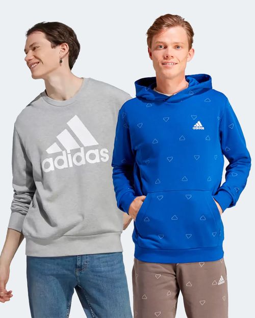 Kit Blusa de Moletom Masculina Adidas Essentials Big Logo + Moletom Masculino Adidas Capuz Estampado Sazonal Monogramas Essentials