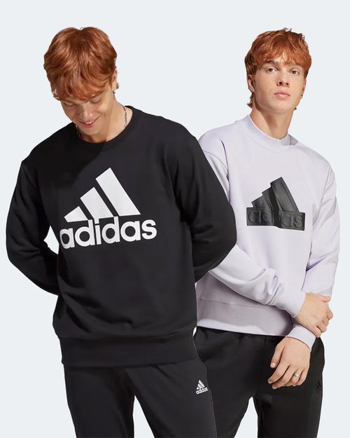 Kit Blusão de Moletom Masculino Adidas Crew Future Icons Badge Of Sport + Blusa de Moletom Masculina Adidas Essentials Big Logo
