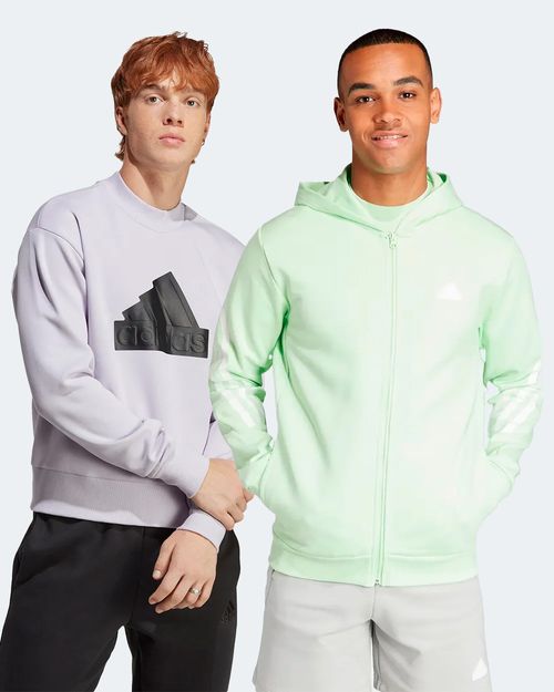 Kit Blusão de Moletom Masculino Adidas Crew Future Icons Badge Of Sport + Jaqueta de Moletom Capuz Zíper Future Icons Três Listras