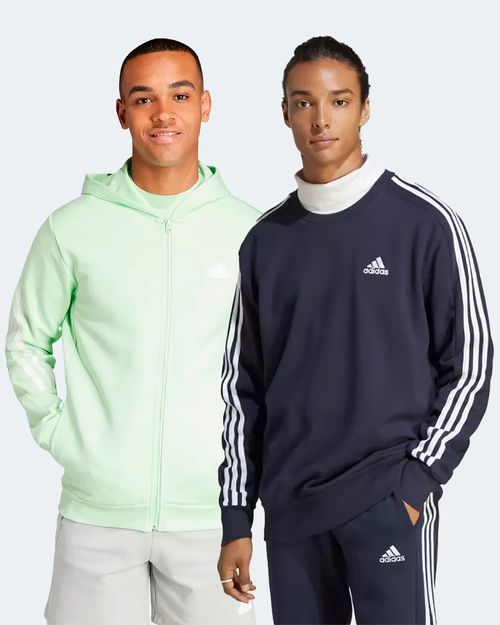 Kit Blusa de Moletom Masculina Adidas Essentials 3 Stripes + Jaqueta de Moletom Capuz Zíper Future Icons Três Listras