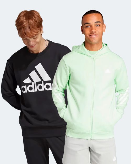 Kit Blusa de Moletom Masculina Adidas Essentials Big Logo + Jaqueta de Moletom Capuz Zíper Future Icons Três Listras