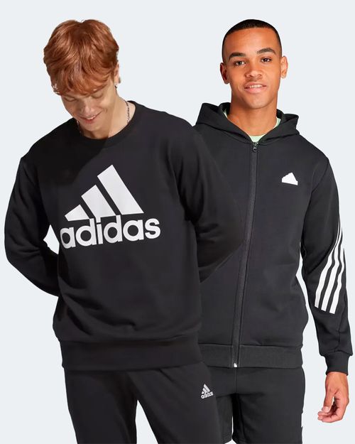 Kit Blusa de Moletom Masculina Adidas Essentials Big Logo + Jaqueta de Moletom Capuz Zíper Future Icons Três Listras