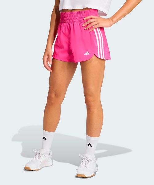 Shorts Feminino Adidas Treino Malha Cintura Alta Pacer Três Listras