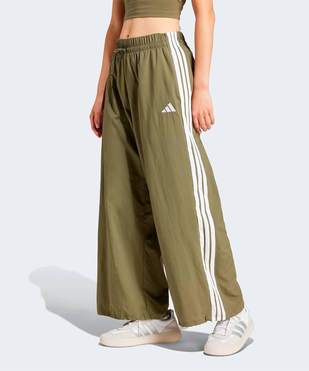 Calça Feminina Adidas Malha Parachute Essentials Três Listras
