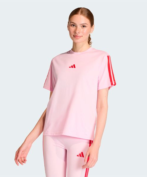 Camiseta Feminina Adidas Algodão Essentials Três Listras