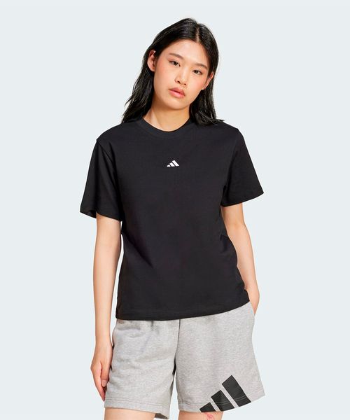 Camiseta Feminina Adidas de algodão Essentials com logo pequeno