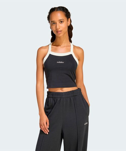 Camiseta Regata Feminina Adidas Seasonal Essentials Colorpop com estampa bordada